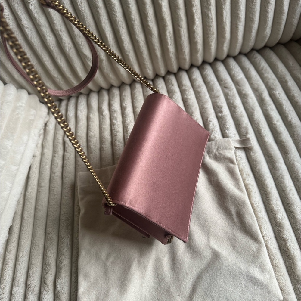 AUTHENTIC Saint Laurent YSL Kate Tassel Chain Bag Satin Dragee Pink Small NWT - Picture 7 of 16